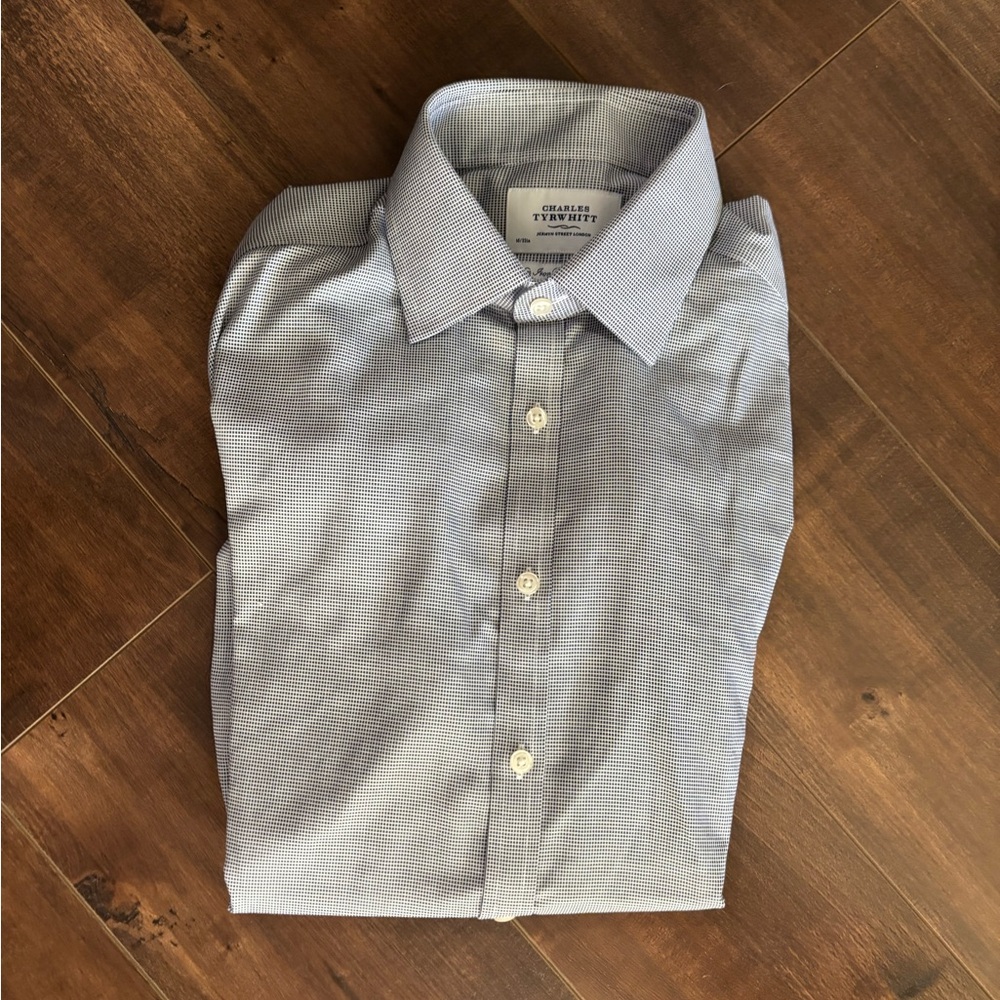 Charles Tyrwhitt Light Blue Patterned Dress Shirt